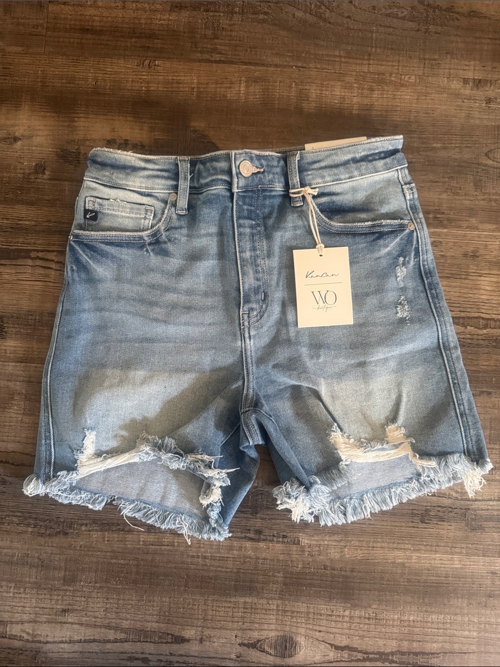 KanCan Light Blue Distressed Frayed Hem Denim Shorts